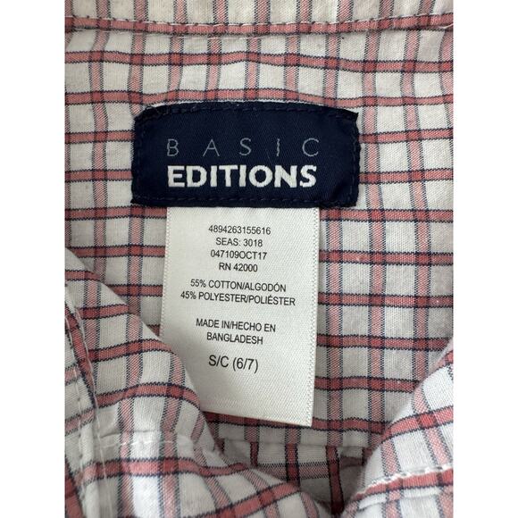 Basic Editions Boys Plaid Button Down Shirt Short Sleeve Size 6/7 Casual - Picture 2 of 4